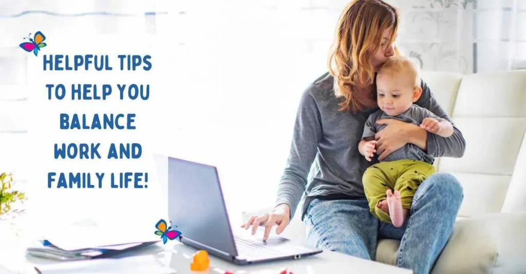 A mom working on laptop and kissing her baby